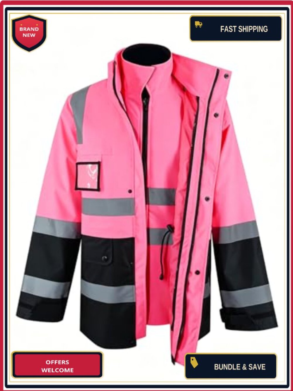 High Visibility Reflective Safety Jacket 6-in-1 with Fleece Liner